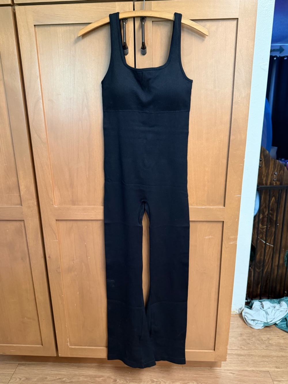 Women's Black Ribbed Tank Jumpsuit Leggings NWT